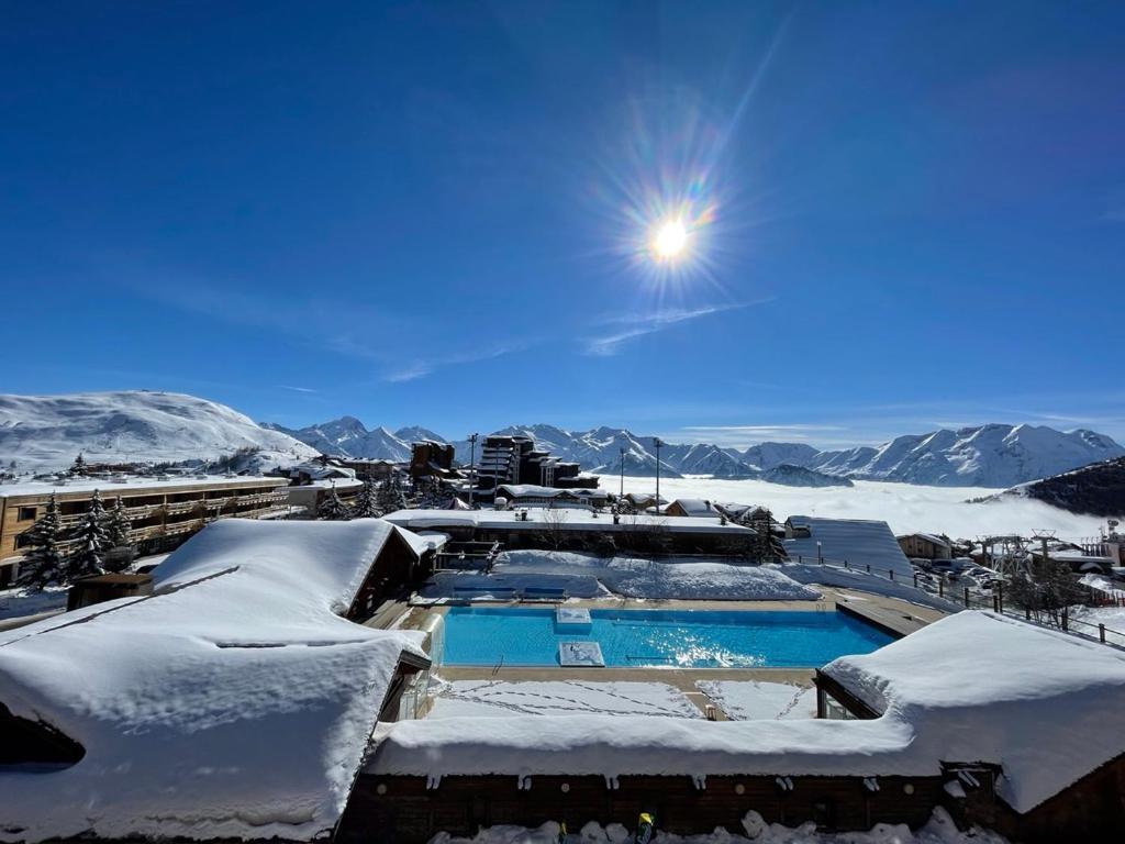 Superbe Studio avec vue exceptionnelle Alpe dʼHuez Extérieur photo